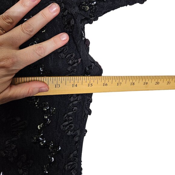 Vintage 80s Dave & Johnny Joseph Lara Lace Sequin Off-Shoulder Mermaid Dress 5/6 - Picture 8 of 14